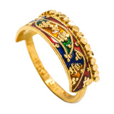 22K Yellow Gold Enamel Ring W/ Crown Design & Curved Rope Details | 22K Yellow Gold Enamel Ring W/ Crown Design & Curved Rope Details for women. This beautiful 2...