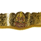 22K Yellow Gold Laxmi Vaddanam Waist Belt W/ Emeralds, Rubies, CZ Gems & Adjustable Belt | Add movement and luxury to your most festive looks with Vaddanam waist belts that will transform ...