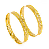 22K Yellow Gold Bangles Set of 2 W/ Fully Spanned Pattern of Small Circle Cutout |  22K Yellow Gold Bangles Set of 2 W/ Fully Spanned Design of Small Circle Cutouts for women. This...