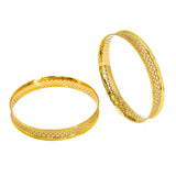 22K Yellow Gold Bangles Set of 2 W/ Fully Spanned Pattern of Small Circle Cutout |  22K Yellow Gold Bangles Set of 2 W/ Fully Spanned Design of Small Circle Cutouts for women. This...
