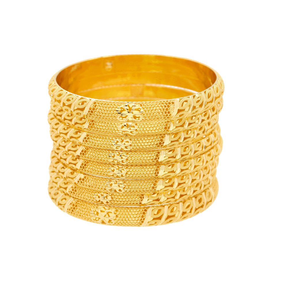 22K Gold Bangles Set of Twelve, 104.4gm | 


Classic designs of this 22K yellow gold bangles will add style to any traditional ensemble! We...