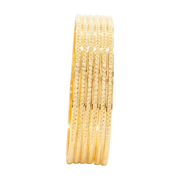 22K Yellow Gold 6 Piece Bangle Set W/ Diamond Cutting | 22K Yellow Gold 6 Piece Bangle Set W/ Diamond Cutting for women. Beautiful six piece bangle set w...