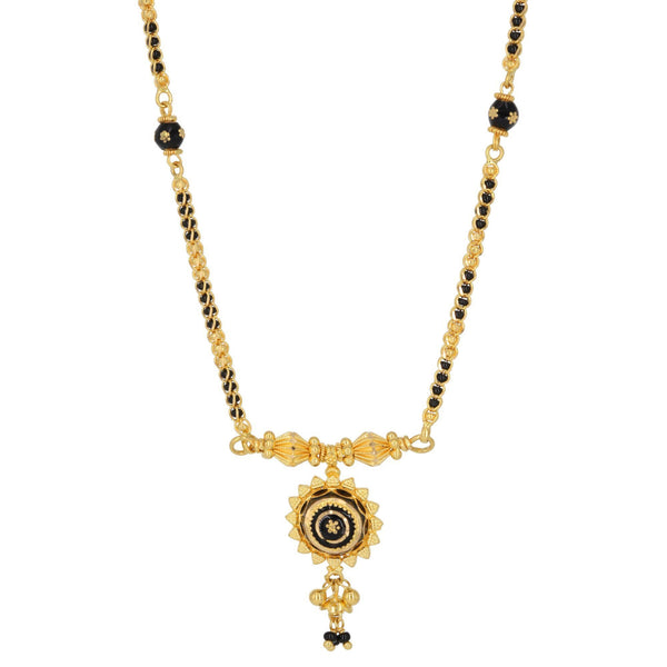 22K Yellow Gold Mangalsutra Necklace W/ Enamel Pendant | 22K Yellow Gold Mangalsutra Necklace W/ Enamel Pendant for Women. The traditional Mangalsutra has...