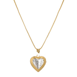 22K Two Tone Gold Heart Shaped Necklace Pendant & Earrings Set
