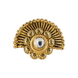 22K Antique Gold Cocktail Ring W/ Kundan & Floral Fan Design | 22K Antique Gold Cocktail Ring W/ Kundan & Floral Fan Design for women. Gorgeous solid gold c...