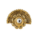 22K Antique Gold Cocktail Ring W/ Kundan & Floral Fan Design | 22K Antique Gold Cocktail Ring W/ Kundan & Floral Fan Design for women. Gorgeous solid gold c...