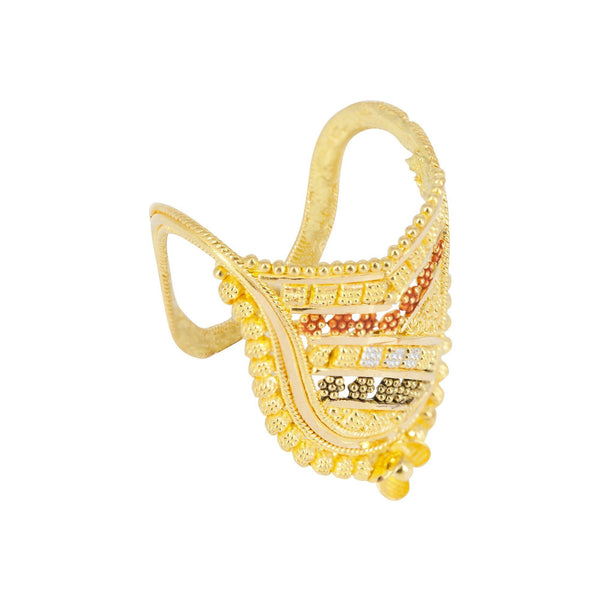 22K Gold Filigree Ring W/ Anamel Hand Paint | 22K Gold Filigree Ring W/ Anamel Hand Paint for Women. 22K Gold weight is 4 grams. Ring size is 5...