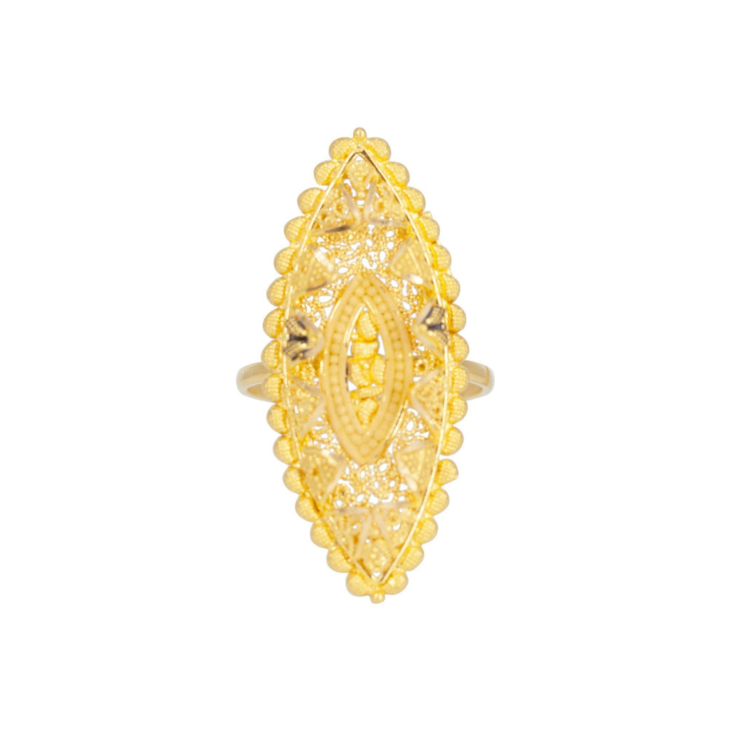 22K Yellow Gold Filigree Eye Ring | 22K Yellow Gold Filigree Eye Ring for women. Gold ring features beautifully swirling open pattern...