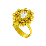 22K yellow Gold floral Ring with cz stone | 22K yellow Gold floral Ring with cz stone for women. Gold weight is 6.8 grams and size is adjusta...