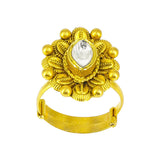 22K yellow Gold floral Ring with cz stone | 22K yellow Gold floral Ring with cz stone for women. Gold weight is 6.8 grams and size is adjusta...