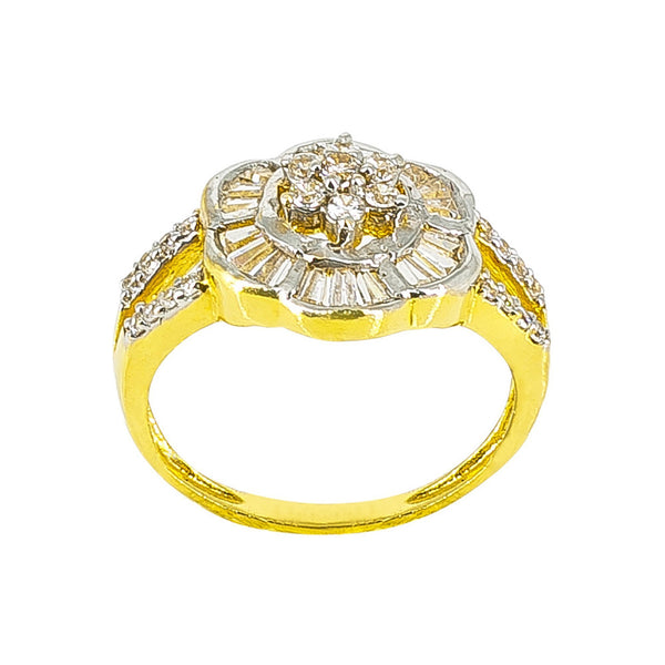 22K Yellow Gold Ring with cz in a floral design | 22K yellow Gold Ring with cz in a floral design for women. Gold weight is 4.7 grams and size is 7...