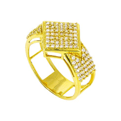 22K yellow Gold Ring with geometrc diamond shape with cz