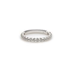 14K White Gold Diamond Wedding Band W/ 0.34ct VS-SI Diamonds & Scalloped Shared Prong Diamonds