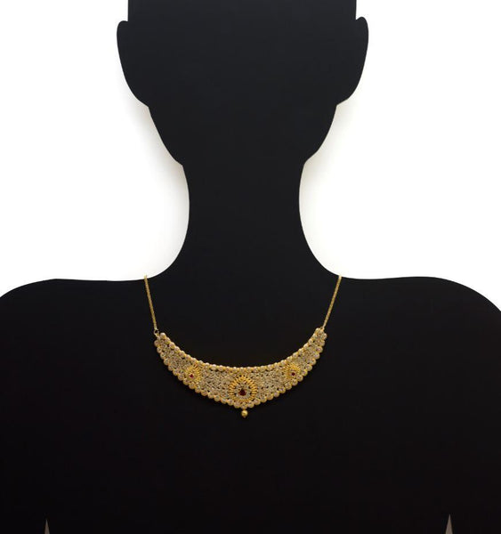 22K Yellow Gold Uncut Diamond Choker Necklace W/ 25.59ct SI Uncut Diamonds & Precious Rubies | Behold the beauty of the raw elements in this 22K yellow gold gemstone choker necklace from Viran...