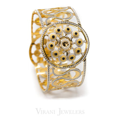 22K Multitone Yellow & White Gold Kada Bangle