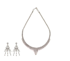 18K White Gold Diamond Necklace Set W/9.45ct VVS Diamonds & Avant Garde Design