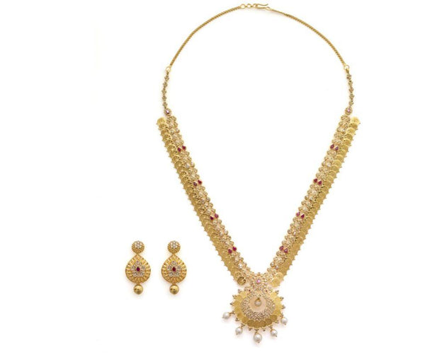 22K Yellow Gold Uncut Diamond Set W/ 16.04ct SI Uncut Diamonds, Rubies, Pearls & Laxmi Kasu | Statement looks begin with the finest statement jewelry, much like this most exquisite 22K yellow...