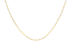 An image of the 22K gold rope chain with moon cut beads in white and yellow gold from Virani Jewelers.