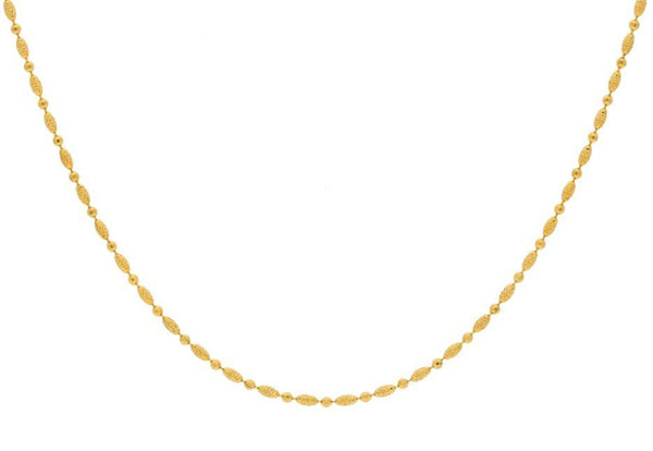 An image of a 22K gold chain with faceted ball and oblong beads from Virani Jewelers. | Add the perfect amount of elegance to your wardrobe with this 22K gold chain from Virani Jewelers...