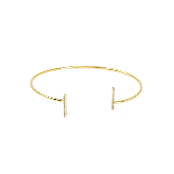 14K Yellow Gold Diamond Bangle W/ VS Diamonds & Bar Accents on Open Cuff Bangle |  14K Rose Gold Diamond Bangle W/ VS Diamonds & Bar Accents on Open Cuff Bangle for women. Thi...