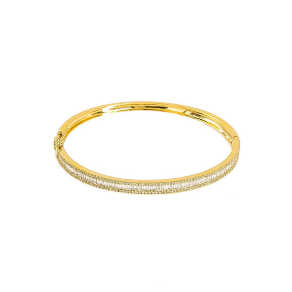 14K Yellow Gold Diamond Bangle W/ VS Round Brilliant & Baguette Cut Diamonds |  14K Yellow Gold Diamond Bangle W/ VS Round Brilliant & Baguette Cut Diamonds for women. This...