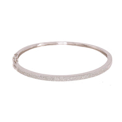 14K White Gold Diamond Bangle W/ 0.52ct VS Diamonds & Bright Polished Solid Band