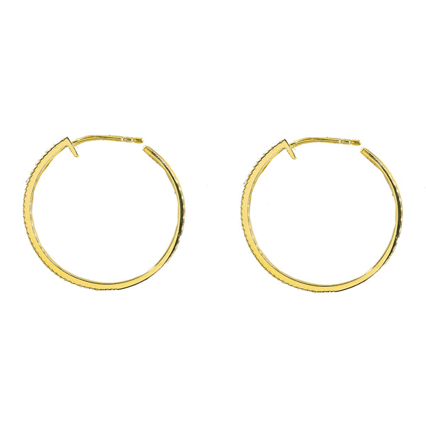 14K Yellow Gold Diamond Hoop Earrings W/ 0.3ct VS-SI Diamonds in Double Row |  14K Yellow Gold Diamond Hoop Earrings W/ 0.3ct VS-SI Diamonds in Double Row for women. These stu...