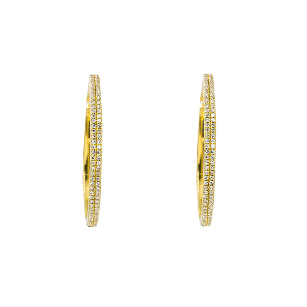 14K Yellow Gold Diamond Hoop Earrings W/ 0.3ct VS-SI Diamonds in Double Row |  14K Yellow Gold Diamond Hoop Earrings W/ 0.3ct VS-SI Diamonds in Double Row for women. These stu...