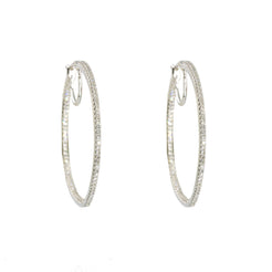 14K White Gold Diamond Hoop Earrings W/ 0.50ct VS-SI Diamonds
