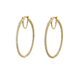 0.5CT Diamond Hoop Earrings Set In 14K Yellow Gold
