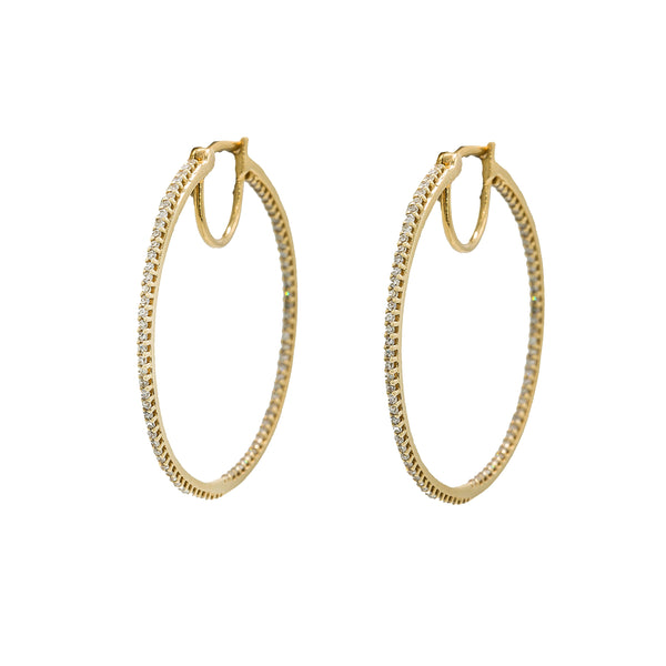 0.5CT Diamond Hoop Earrings Set In 14K Yellow Gold | 0.5CT Diamond Hoop Earrings Set In 14K Yellow Gold for women. Classic hoop earrings set with diam...