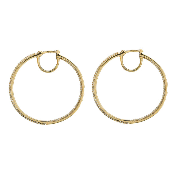 0.5CT Diamond Hoop Earrings Set In 14K Yellow Gold | 0.5CT Diamond Hoop Earrings Set In 14K Yellow Gold for women. Classic hoop earrings set with diam...