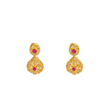 22K Yellow Gold Diamond Necklace & Earrings Set W/ 14.74ct Uncut Diamonds, Rubies & Laxmi Kasu on Deep V-Neck Pendant Necklace | 22K Yellow Gold Uncut Diamond Necklace & Earrings Set W/ 14.74ct Uncut Diamonds, Rubies &...