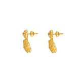 22K Yellow Gold Diamond Necklace & Earrings Set W/ 14.74ct Uncut Diamonds, Rubies & Laxmi Kasu on Deep V-Neck Pendant Necklace | 22K Yellow Gold Uncut Diamond Necklace & Earrings Set W/ 14.74ct Uncut Diamonds, Rubies &...