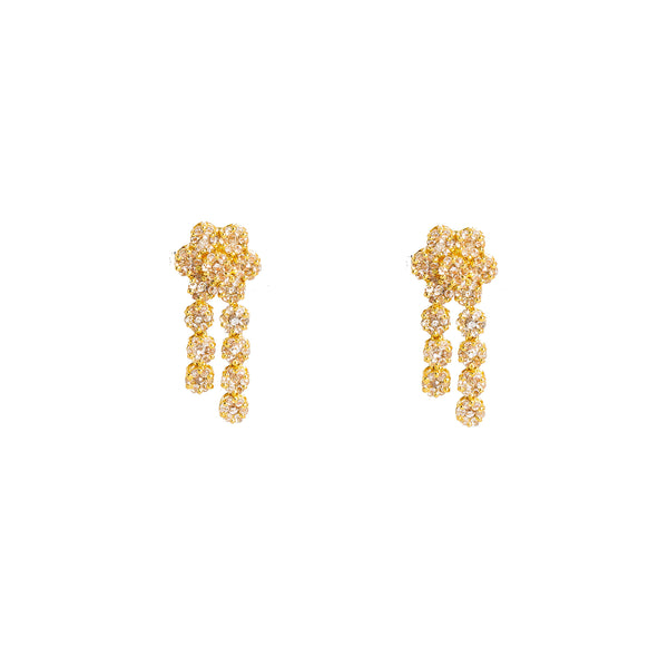 22K Yellow Gold Diamond Necklace & Earrings Set W/ 30.51ct Uncut Diamonds & Clustered Flowers on Choker Necklace | 22K Yellow Gold Diamond Necklace & Earrings Set W/ 30.51ct Uncut Diamonds & Clustered Flo...