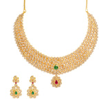 22K Yellow Gold Diamond Necklace & Earrings Set W/ 38.54ct Uncut Diamonds, Rubies & Emeralds on Choker Necklace |  22K Yellow Gold Diamond Necklace & Earrings Set W/ 38.54ct Uncut Diamonds, Rubies & Emer...