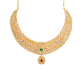 22K Yellow Gold Diamond Necklace & Earrings Set W/ 38.54ct Uncut Diamonds, Rubies & Emeralds on Choker Necklace |  22K Yellow Gold Diamond Necklace & Earrings Set W/ 38.54ct Uncut Diamonds, Rubies & Emer...