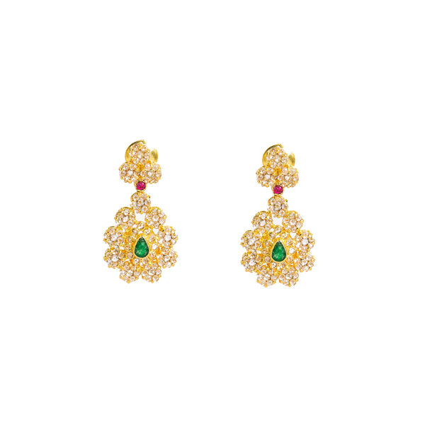 22K Yellow Gold Diamond Necklace & Earrings Set W/ 38.54ct Uncut Diamonds, Rubies & Emeralds on Choker Necklace |  22K Yellow Gold Diamond Necklace & Earrings Set W/ 38.54ct Uncut Diamonds, Rubies & Emer...