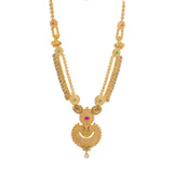 22K Yellow Gold Diamond Necklace & Chandbali Earrings Set W/ 33.95ct Uncut Diamonds, Rubies, Emeralds, Pearls & Laxmi Kasu |  22K Yellow Gold Diamond Necklace & Chandbali Earrings Set W/ 33.95ct Uncut Diamonds, Rubies,...