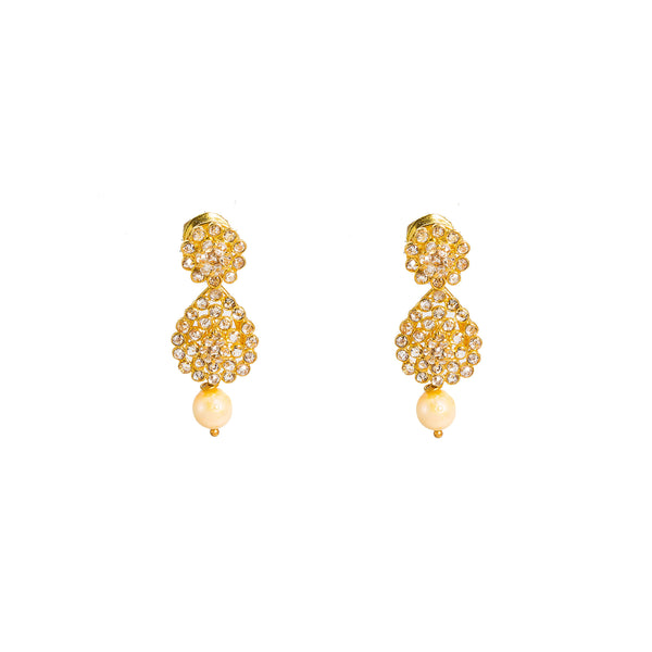 22K Yellow Gold Diamond Necklace & Earrings Set W/ 10.85ct Uncut Diamonds, Pearls & Clustered Flower Designs |  22K Yellow Gold Diamond Necklace & Earrings Set W/ 10.85ct Uncut Diamonds, Pearls & Clus...