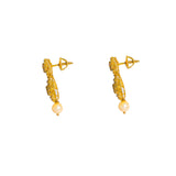 22K Yellow Gold Diamond Necklace & Earrings Set W/ 10.85ct Uncut Diamonds, Pearls & Clustered Flower Designs |  22K Yellow Gold Diamond Necklace & Earrings Set W/ 10.85ct Uncut Diamonds, Pearls & Clus...