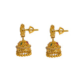 22K Yellow Gold Diamond Necklace & Jhumki Drop Earrings Set W/ 8.03ct Uncut Diamonds, Rubies, Emeralds & Laxmi Kasu |  22K Yellow Gold Diamond Necklace & Jhumki Drop Earrings Set W/ 8.03ct Uncut Diamonds, Rubies...
