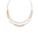 18K  Multi Tone Gold Diamond Necklace & Earrings Set W/ VVS Diamonds, Eyelet Designs & Fence Link Details |  18K Multi Tone Gold Diamond Necklace & Earrings Set W/ VVS Diamonds, Eyelet Designs & Fe...
