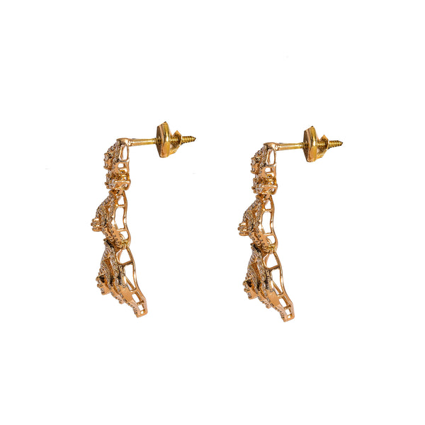 18K  Multi Tone Gold Diamond Necklace & Earrings Set W/ VVS Diamonds, Eyelet Designs & Fence Link Details |  18K Multi Tone Gold Diamond Necklace & Earrings Set W/ VVS Diamonds, Eyelet Designs & Fe...