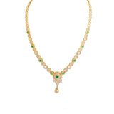 18K  Multi Tone Gold Diamond Necklace and Earrings Set W/ VVS Diamonds, Emeralds, Drop Pearls & Hibiscus Pendants |  18K Multi Tone Gold Diamond Necklace and Earrings Set W/ VVS Diamonds, Emeralds, Drop Pearls &am...