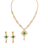 18K  Multi Tone Gold Diamond Necklace & Earrings Set W/ VVS Diamonds, Rubies, Emeralds, Pearls & Lotus Flower Pendant |  18K Multi Tone Gold Diamond Necklace & Earrings Set W/ VVS Diamonds, Rubies, Emeralds, Pearl...