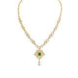 18K  Multi Tone Gold Diamond Necklace & Earrings Set W/ VVS Diamonds, Rubies, Emeralds, Pearls & Lotus Flower Pendant |  18K Multi Tone Gold Diamond Necklace & Earrings Set W/ VVS Diamonds, Rubies, Emeralds, Pearl...