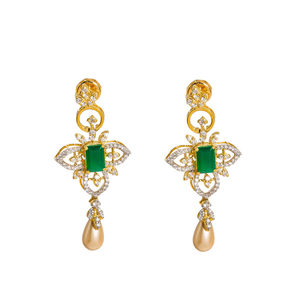 18K  Multi Tone Gold Diamond Necklace & Earrings Set W/ VVS Diamonds, Rubies, Emeralds, Pearls & Lotus Flower Pendant |  18K Multi Tone Gold Diamond Necklace & Earrings Set W/ VVS Diamonds, Rubies, Emeralds, Pearl...