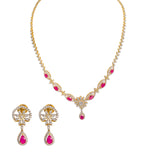 18K  Multi Tone Gold Diamond Necklace & Earrings Set W/ VVS Diamonds, Rubies & Eyelet Chain | 18K Multi Tone Gold Diamond Necklace & Earrings Set W/ VVS Diamonds, Rubies & Eyelet Chai...