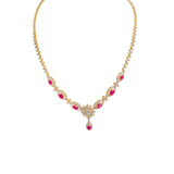18K  Multi Tone Gold Diamond Necklace & Earrings Set W/ VVS Diamonds, Rubies & Eyelet Chain | 18K Multi Tone Gold Diamond Necklace & Earrings Set W/ VVS Diamonds, Rubies & Eyelet Chai...